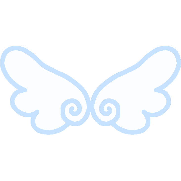  A cartoon style drawing of simplified white angel wings.